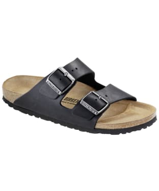 Birkenstock Arizona Oiled Leather Sandals - Narrow Footbed - Adjustable Fit - Black