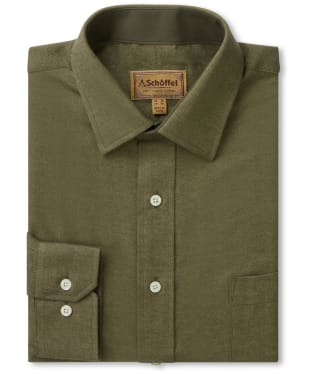 Men's Schoffel Burnham Tattersall Long Sleeve Shirt - Loden Green Herringbone