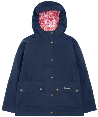 Girl's Barbour Winter Beadnell Waterproof Jacket - 10-15yrs - Navy / Woodland Forest