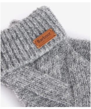 Women's Barbour Dace Cable Knitted Gloves - Light Grey