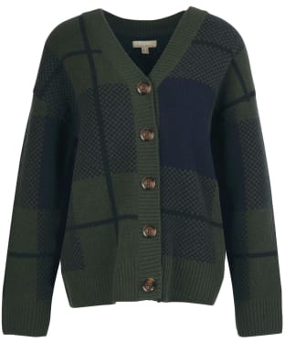 Women's Barbour Marie Cardigan - Black / Sage Tartan / Dark Navy