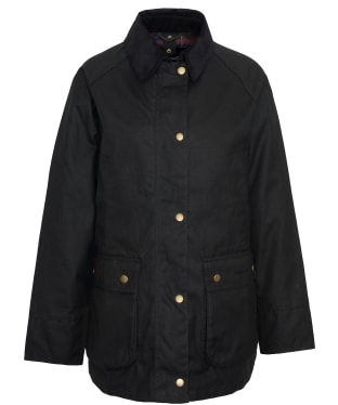 Women's Barbour Acorn Waxed Jacket - Black / Classic Tartan