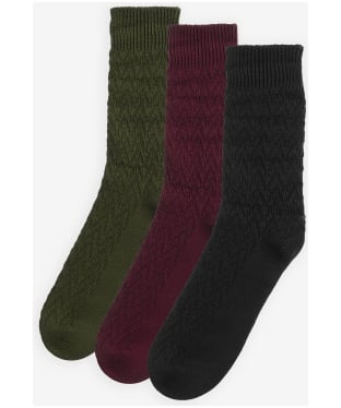 Men's Barbour Cheswick 3 Pack Sock Set - Black Slate Tartan