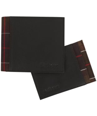 Men's Barbour Wallet & Card Holder Gift Set - Black / Classic Tartan