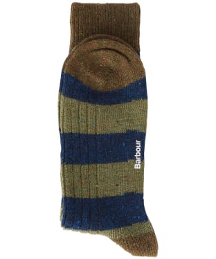 Men’s Barbour Houghton Stripe Socks - Bleached Olive / Navy
