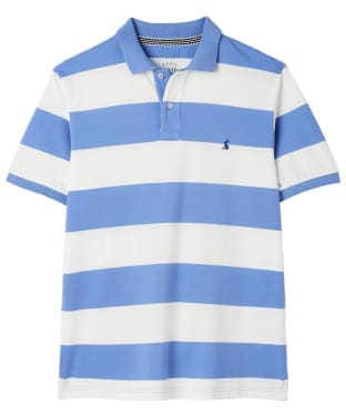 Men's Joules Filbert Cotton Polo Shirt - Mid Blue / White Stripe