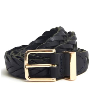 Women's Crew Clothing Plaited Leather Belt - Navy