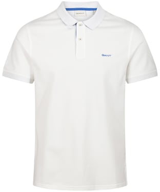 Men's Gant Regular Contrast Pique Short Sleeve Rugger Polo Shirt - Eggshell