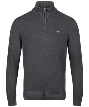 Men's Gant Casual Cotton Half Zip Sweater - Antracite Melange