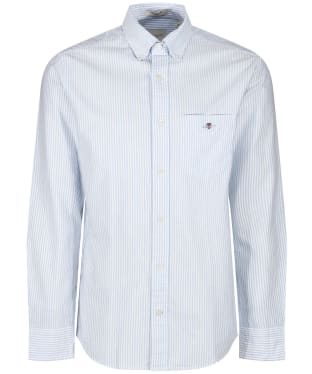 Men's Gant Regular Long Sleeve Oxford Banker Stripe Shirt - Light Blue