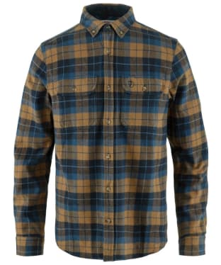 Men's Fjallraven Singi Heavy Flannel Long Sleeve Shirt - Dark Navy / Buckwheat Brown