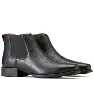 Men's Ariat Booker Ultra Square Toe Leather Boots - Black Deertan