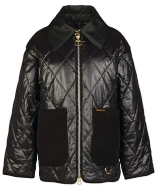 Women's Barbour Premium Woodhall Quilt Jacket - Black / Classic Tartan