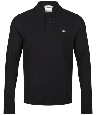 Men's Gant Shield Long Sleeve Pique Rugger Polo Shirt - Black