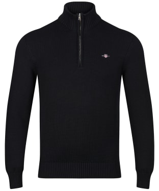 Men's Gant Casual Cotton Half Zip Sweater - Black