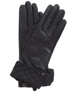 Women's Barbour Lady Jane Leather And Wax Glove - Black