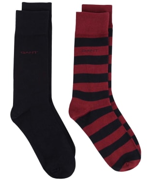 Gant Barstripe and Solid Combed Cotton Socks - 2 Pack - Plumped Red