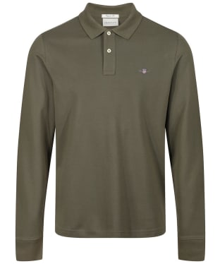 Men's Gant Shield Long Sleeve Pique Rugger Polo Shirt - Juniper Green