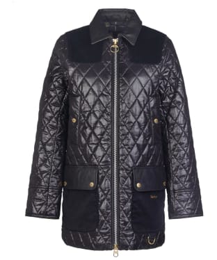 Women's Barbour Premium Carlton Quilted Jacket - Black / Classic Tartan