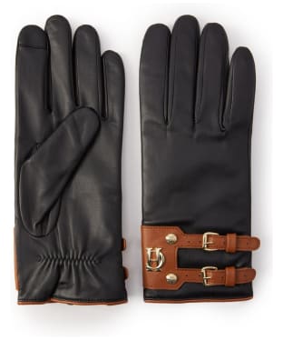 Women's Holland Cooper Contrast Leather Gloves - Black / Tan