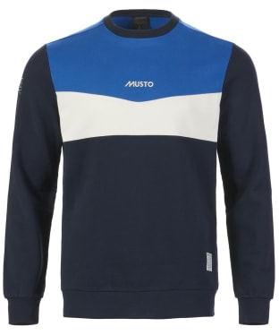 Men's Musto 64 Tri Colour Cotton Sweater - Aruba Blue / Navy