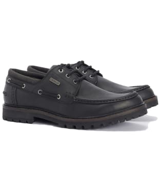 Men's Barbour Basalt Padded Leather Boat Shoes - Black