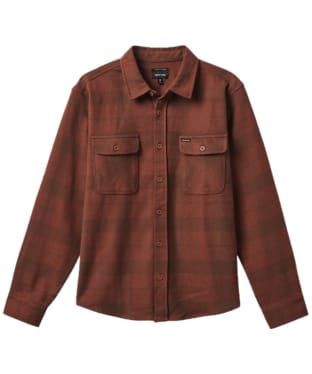 Men's Brixton Bowery Stretch Water Repellent Flannel Shirt - Sepia / Terracotta