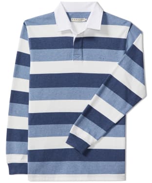 Men’s R.M. Williams Tweedale Long Sleeve Cotton Rugby Shirt - Blue / Navy / White