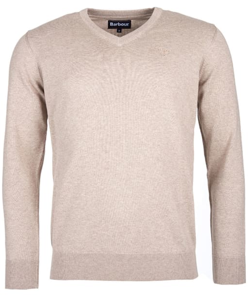 Men's Barbour Pima Cotton V-Neck Sweater - Sand Marl