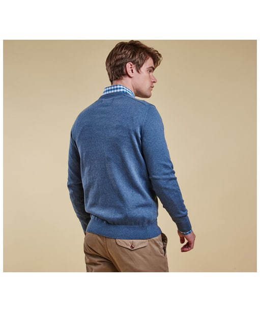 Men's Barbour Pima Cotton V-Neck Sweater - Dark Chambray