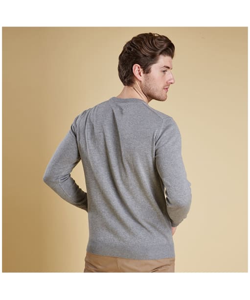 Men's Barbour Pima Cotton Crew Neck Sweater  - Grey Marl