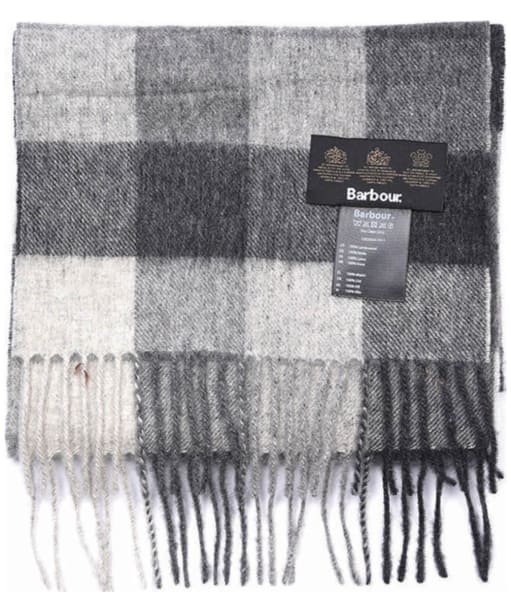 Barbour Large Tattersall Lambswool Scarf - Charcoal / Grey