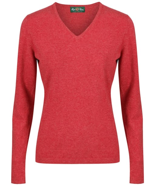 Women’s Alan Paine Inset Sleeve V-neck Sweater - Red