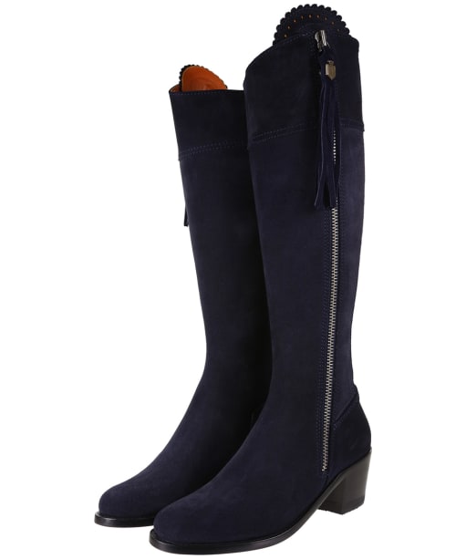 Women's Fairfax & Favor Heeled Regina Boots - Navy Blue Suede