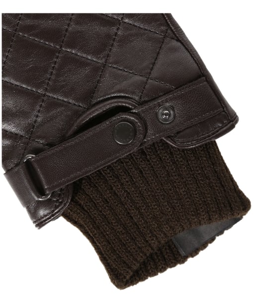Men's Barbour Quilted Leather Gloves - Dark Brown