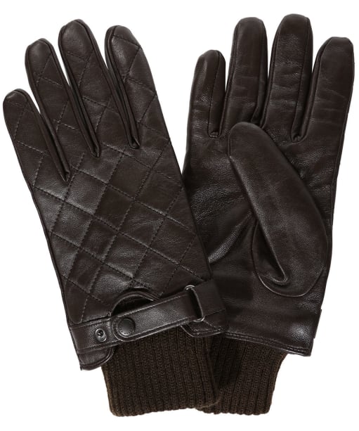 Men's Barbour Quilted Leather Gloves - Dark Brown