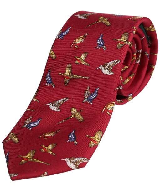 Men’s Soprano Country Birds Silk Tie and Cufflink Set - Red