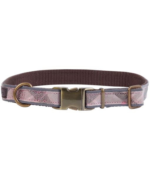 Barbour Reflective Tartan Dog Collar - Taupe / Pink Tartan