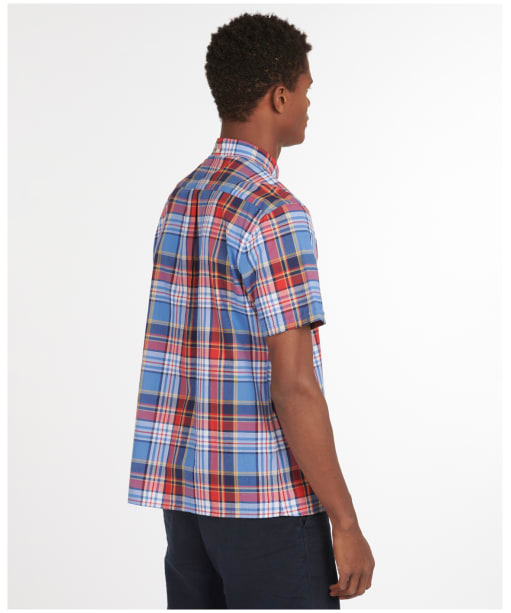 Men’s Barbour Madras 9 S/S Tailored Shirt - Mid Blue Check