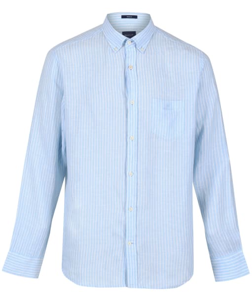 Men’s GANT Regular Fit Stripe Linen Shirt - Capri Blue