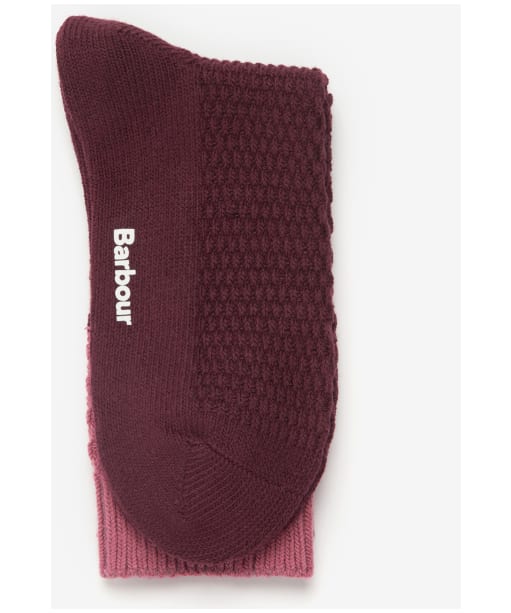 Women’s Barbour Colour Block Texture Socks - Burgundy