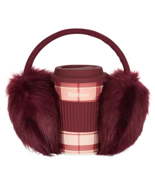 Women’s Barbour Travel Mug & Earmuff Set - Red / Pink Tartan