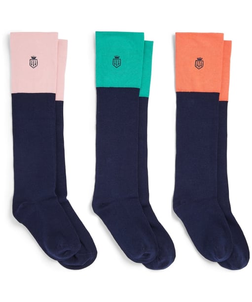 Women's Fairfax & Favor Signature Knee High Sock Set - 3 Pack - Jade / Coral / Pink