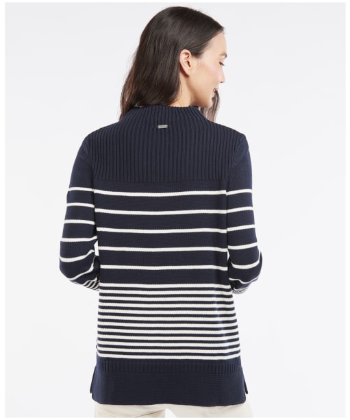 Women's Barbour Stripe Guernsey Knit Sweater - Navy Stripe