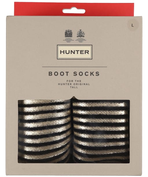 Hunter Foiled Boot Socks – Tall - Black / Antique Gold