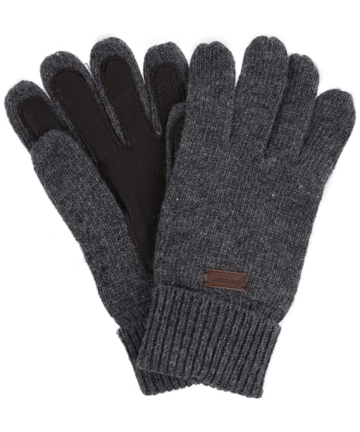 Men's Barbour Nairn Leather Trim Gloves - Grey / Dark Brown