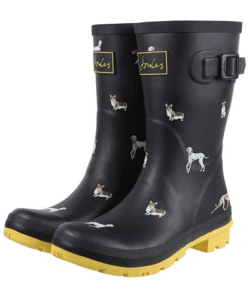 Women’s Joules Molly Mid Height Wellies - Black Dog