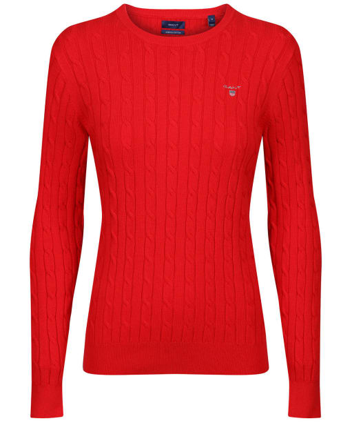 Women's GANT Stretch Cotton Cable Sweater - Bright Red