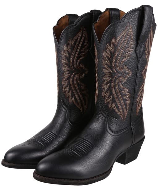 Women’s Ariat Heritage R Toe Stretch Fit Western Boots - Black Deertan