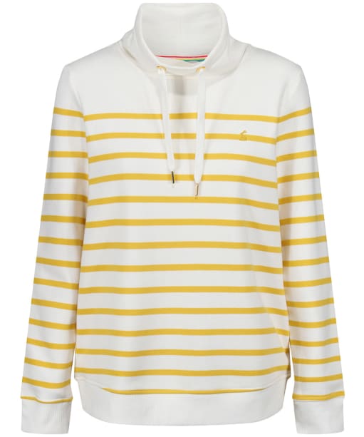 Women’s Joules Kinsley Cosy Funnel Neck Sweatshirt - Cream / Gold Stripe